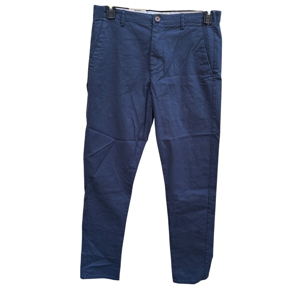 Bonobo NEW Mens 40x30 Slim Fit Chinos Insignia Blue Micro Pattern Office